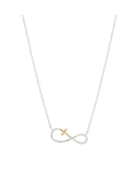 Unwritten 14K Gold Flash Plated Cubic Zirconia Cross Infinity Pendant Necklace
