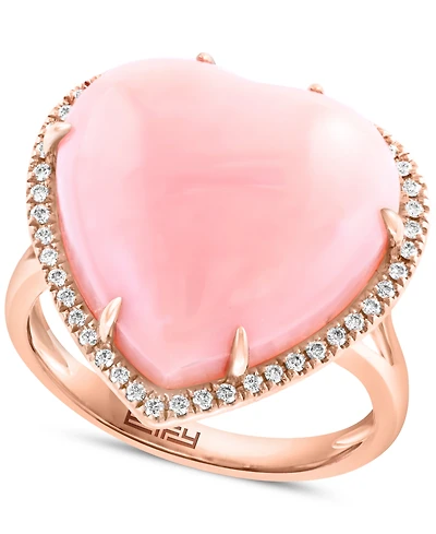 Effy Pink Opal (10-9/10 ct. t.w.) & Diamond (1/5 ct. t.w.) Heart Ring in 14k Rose Gold