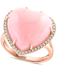 Effy Pink Opal (10-9/10 ct. t.w.) & Diamond (1/5 ct. t.w.) Heart Ring in 14k Rose Gold