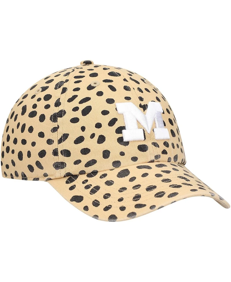 Women's '47 Brand Tan Michigan Wolverines Cheetah Clean Up Adjustable Hat