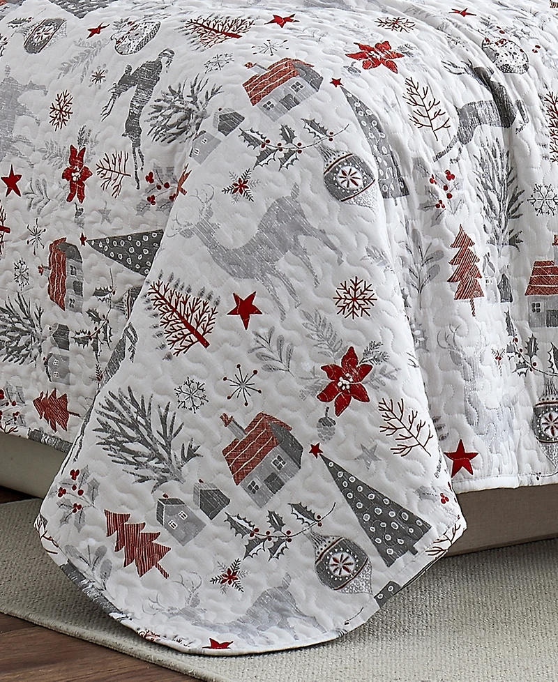 Southshore Fine Linens Holly Jolly Lane Oversized Reversible 6-Pc. Quilt Set, King/California King