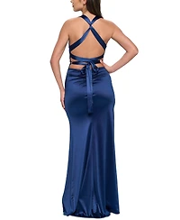 B Darlin Juniors' Strappy-Back Satin Gown, Created for Macy's
