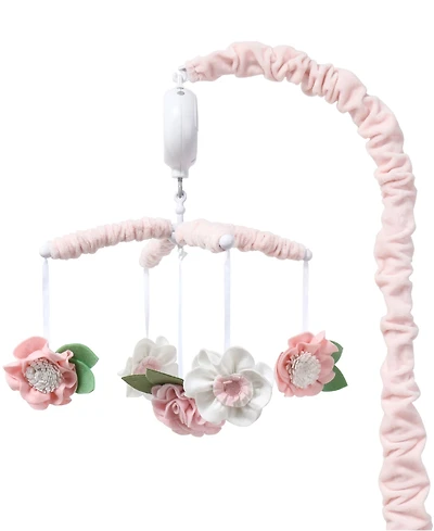 The Peanutshell Pink Floral Musical Crib Mobile for Baby Girls Plays 12 Lullabies