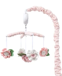 The Peanutshell Pink Floral Musical Crib Mobile for Baby Girls Plays 12 Lullabies