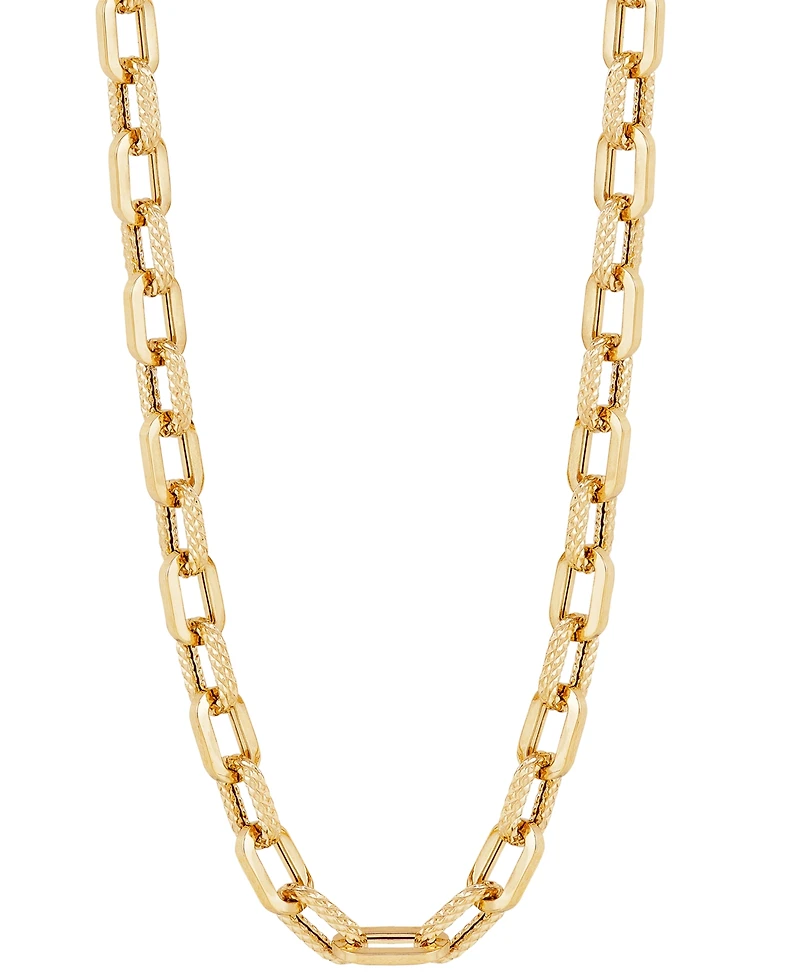 Lightweight Polished & Textured Link 18" Collar Necklace in 10k Gold