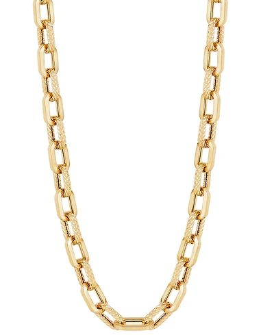 Lightweight Polished & Textured Link 18" Collar Necklace in 10k Gold