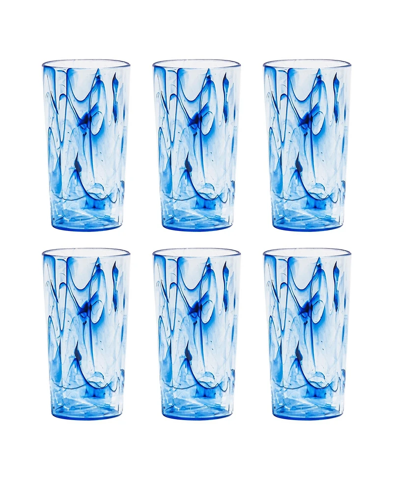 Abode Homewares Aegean Swirl Jumbo Premium Acrylic Glasses, Set of 6