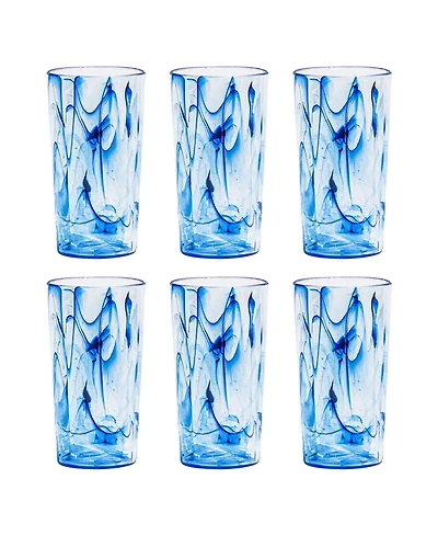 Abode Homewares Aegean Swirl Jumbo Premium Acrylic Glasses, Set of 6