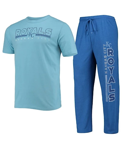 Men's Concepts Sport Royal, Light Blue Kansas City Royals Meter T-shirt and Pants Sleep Set