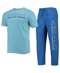 Men's Concepts Sport Royal, Light Blue Kansas City Royals Meter T-shirt and Pants Sleep Set