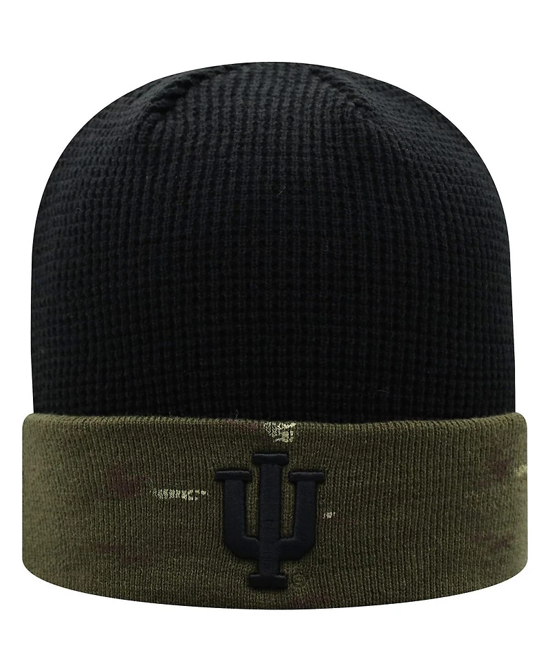 Men's Top of The World Olive, Black Indiana Hoosiers Oht Military-Inspired Appreciation Skully Cuffed Knit Hat