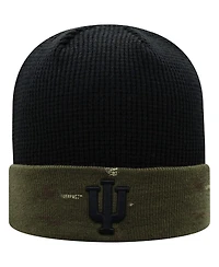 Men's Top of The World Olive, Black Indiana Hoosiers Oht Military-Inspired Appreciation Skully Cuffed Knit Hat
