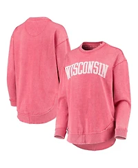 Women's Pressbox Red Wisconsin Badgers Vintage-Like Wash Pullover Sweatshirt