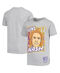 Big Boys Mitchell & Ness Steve Nash Gray Phoenix Suns Hardwood Classics King of the Court Player T-shirt