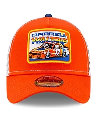 Men's New Era Orange, White Darrell Waltrip Legends 9Forty A-Frame Adjustable Trucker Hat