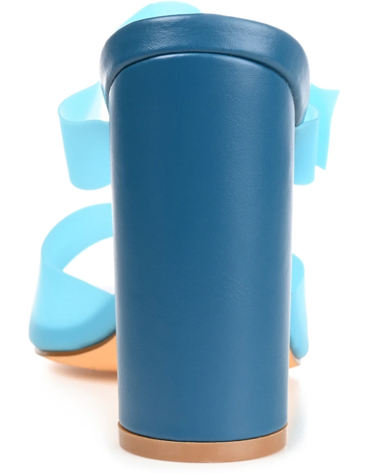 Journee Collection Women's Luca Vinyl Double Strap Block Heel Dress Sandals