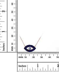 Cubic Zirconia & Enamel Evil Eye Pendant Necklace 14k Rose Gold-Plated Sterling Silver, 16" + 1" extender