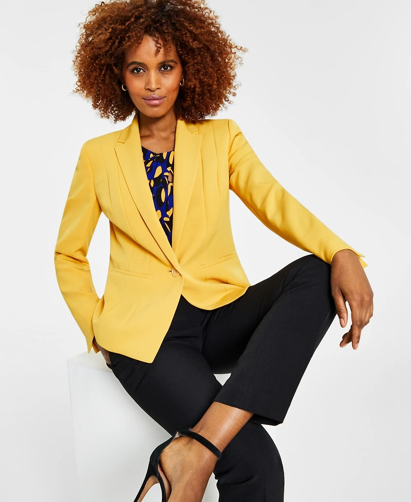 Kasper Crepe One-Button Blazer