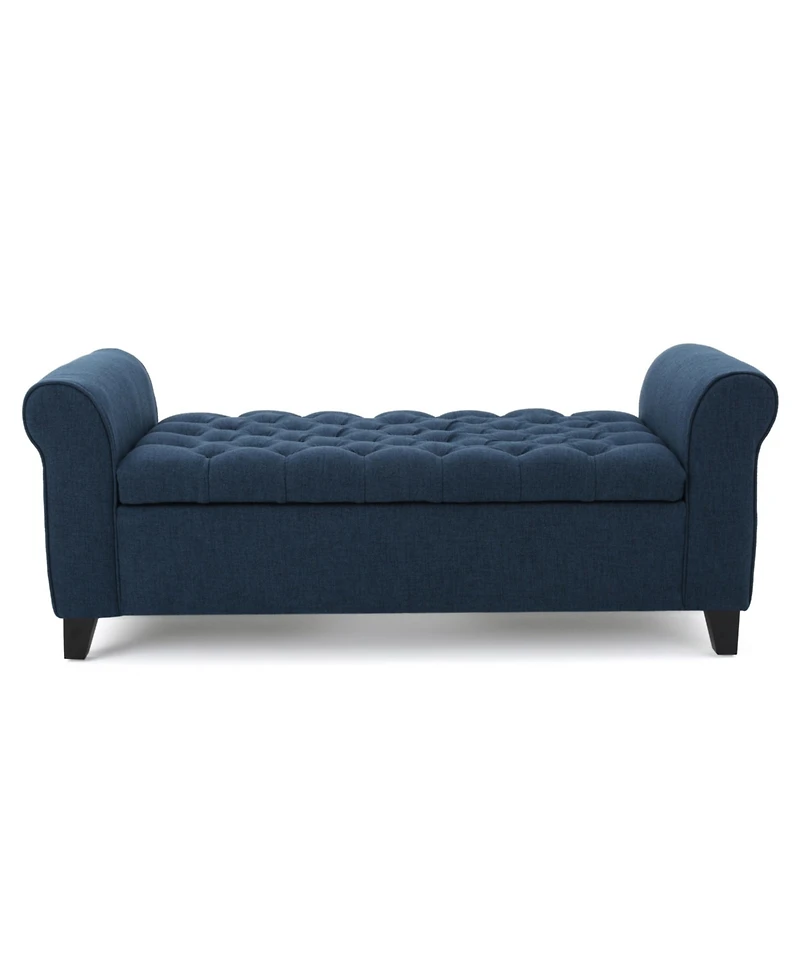 Keiko Contemporary Rolled Arm Storage Ottoman Bench