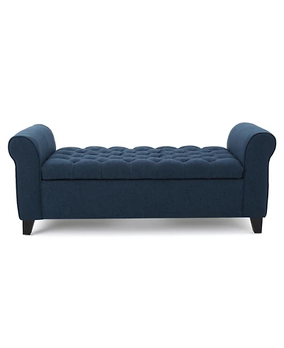 Keiko Contemporary Rolled Arm Storage Ottoman Bench