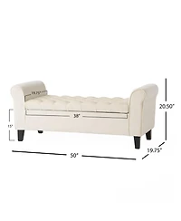 Keiko Contemporary Rolled Arm Storage Ottoman Bench