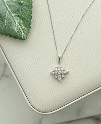 Diamond Cluster 18" Pendant Necklace (1/10 ct. t.w.) in Sterling Silver, Created for Macy's