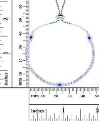 Lab-Created Blue Spinel (1/10 ct. t.w.) & Cubic Zirconia Evil Eye Bolo Bracelet in Sterling Silver