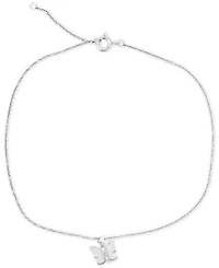 Diamond Accent Butterfly Ankle Bracelet in Sterling Silver
