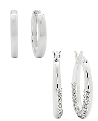 Women's Crystal Hoop Earrings Set