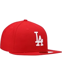 Men's New Era Red Los Angeles Dodgers Logo White 59FIFTY Fitted Hat
