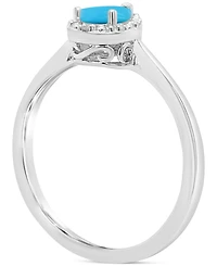 Labradorite & Diamond Accent Pear Ring Sterling Silver (Also Onyx Turquoise)