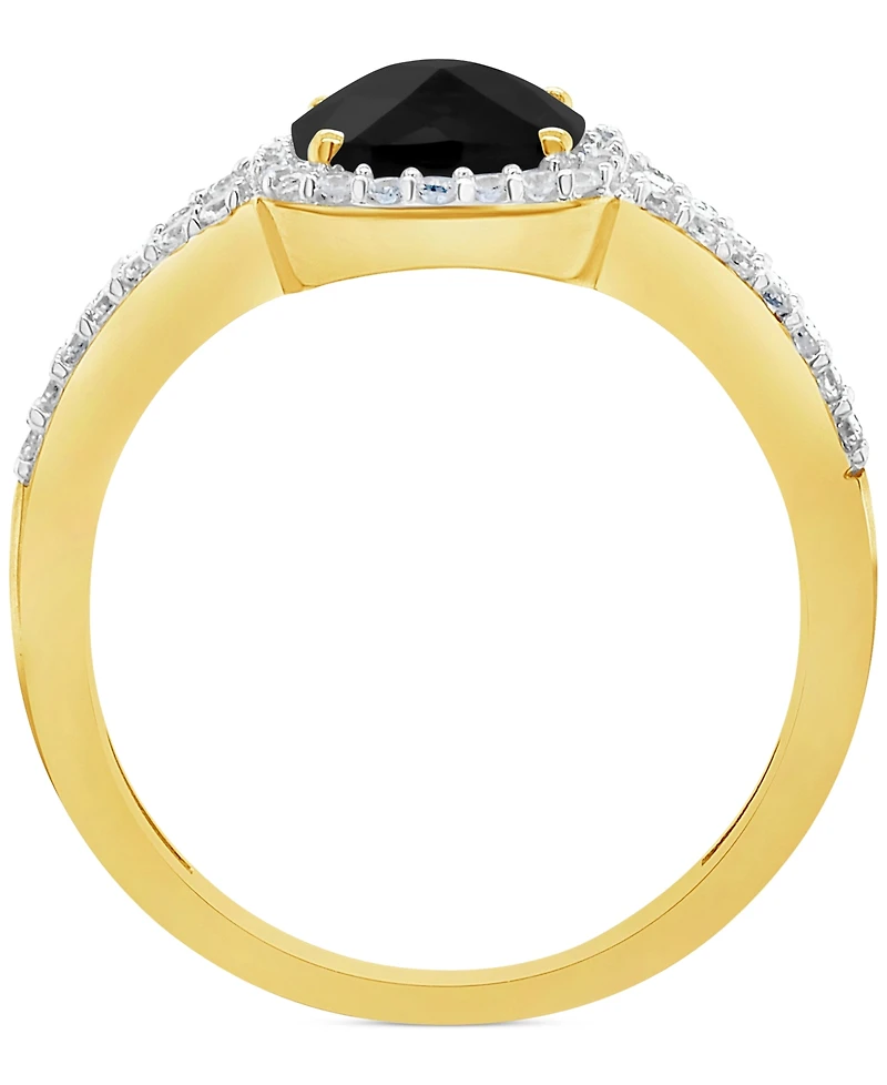 Cultured Freshwater Pearl & Lab-Grown White Sapphire (1/4 ct. t.w.) Halo Ring 10k Gold (Also Onyx)