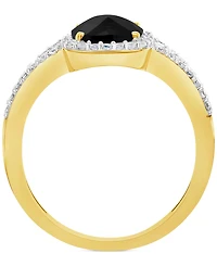 Cultured Freshwater Pearl & Lab-Grown White Sapphire (1/4 ct. t.w.) Halo Ring 10k Gold (Also Onyx)