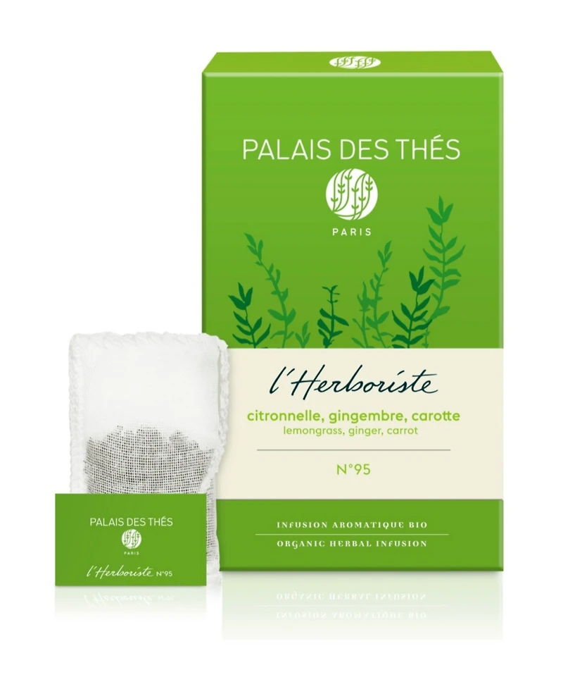 Palais des Thes Lemongrass Ginger Carrot Herbal Tea Box, Pack of 20 Tea Bags