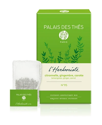 Palais des Thes Lemongrass Ginger Carrot Herbal Tea Box, Pack of 20 Tea Bags