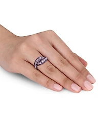 Amethyst (4/5 ct. t.w.) & Rose De France (3/4 Swirl Ring Sterling Silver (Also available Garnet, Pink Sapphire Blue Topaz)