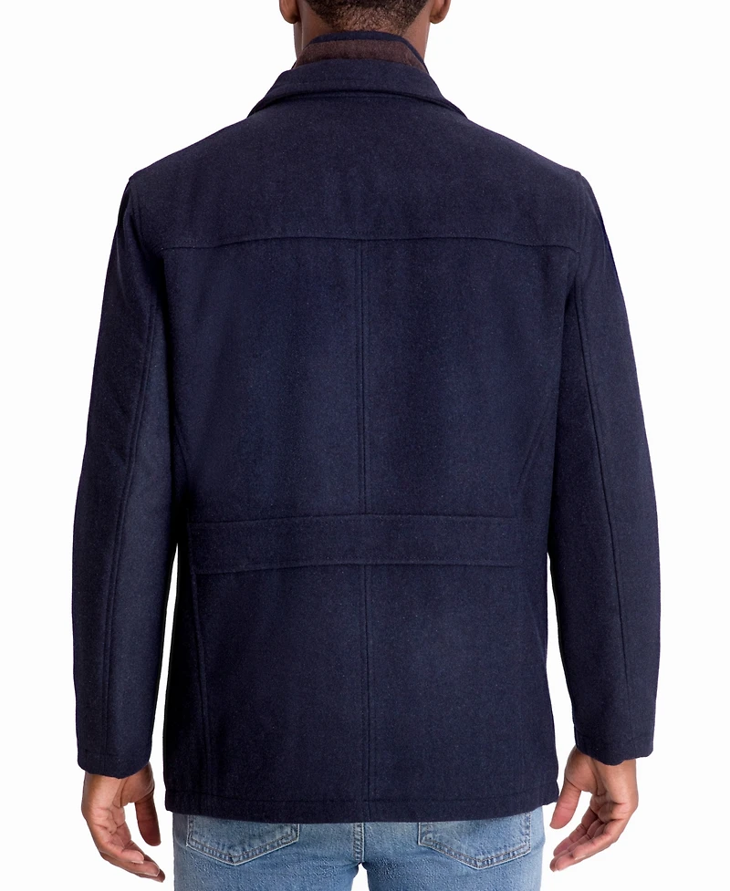 London Fog Men's Wool-Blend Layered Car Coat, Created for Macy's