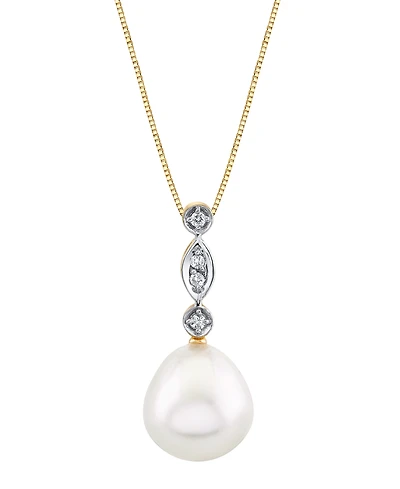 Cultured Freshwater Pearl (10mm) & Diamond Accent 18" Pendant Necklace in 14k Gold