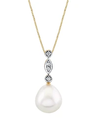 Cultured Freshwater Pearl (10mm) & Diamond Accent 18" Pendant Necklace in 14k Gold