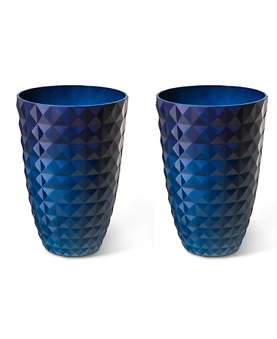 Glitzhome Oversized Faux Ceramic Textured Tall Pot Planter, Set of 2