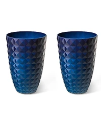 Glitzhome Oversized Faux Ceramic Textured Tall Pot Planter, Set of 2