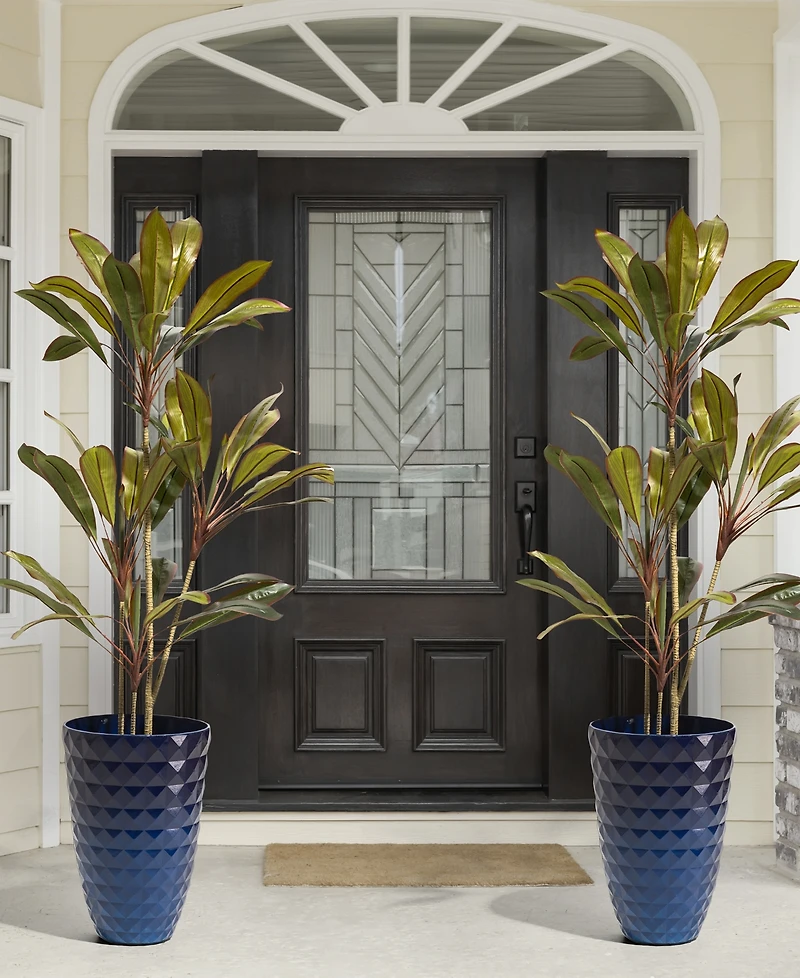 Glitzhome Oversized Faux Ceramic Textured Tall Pot Planter, Set of 2