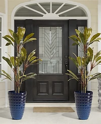Glitzhome Oversized Faux Ceramic Textured Tall Pot Planter, Set of 2