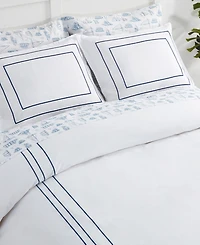 Nautica Alden White Embroidered 3-Piece Duvet Cover Set, Full/Queen
