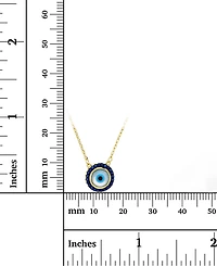 Cubic Zirconia & Enamel Evil Eye Halo Pendant Necklace in 14k Gold-Plated Sterling Silver, 16" + 1" extender
