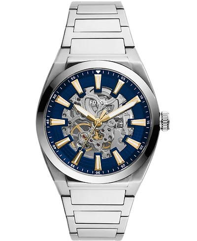 Fossil Men's Everett Automatic Silver-tone Stainless Steel Watch 42mm