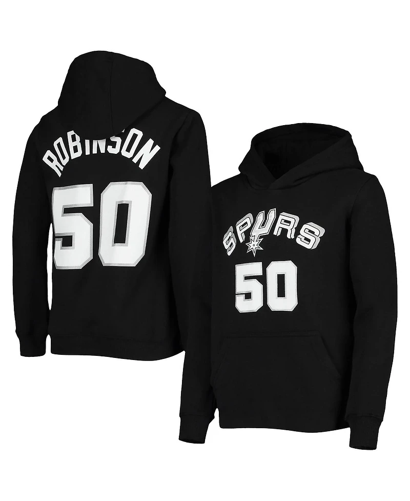 Big Boys and Girls Mitchell & Ness David Robinson Black San Antonio Spurs Hardwood Classics Name and Number Pullover Hoodie
