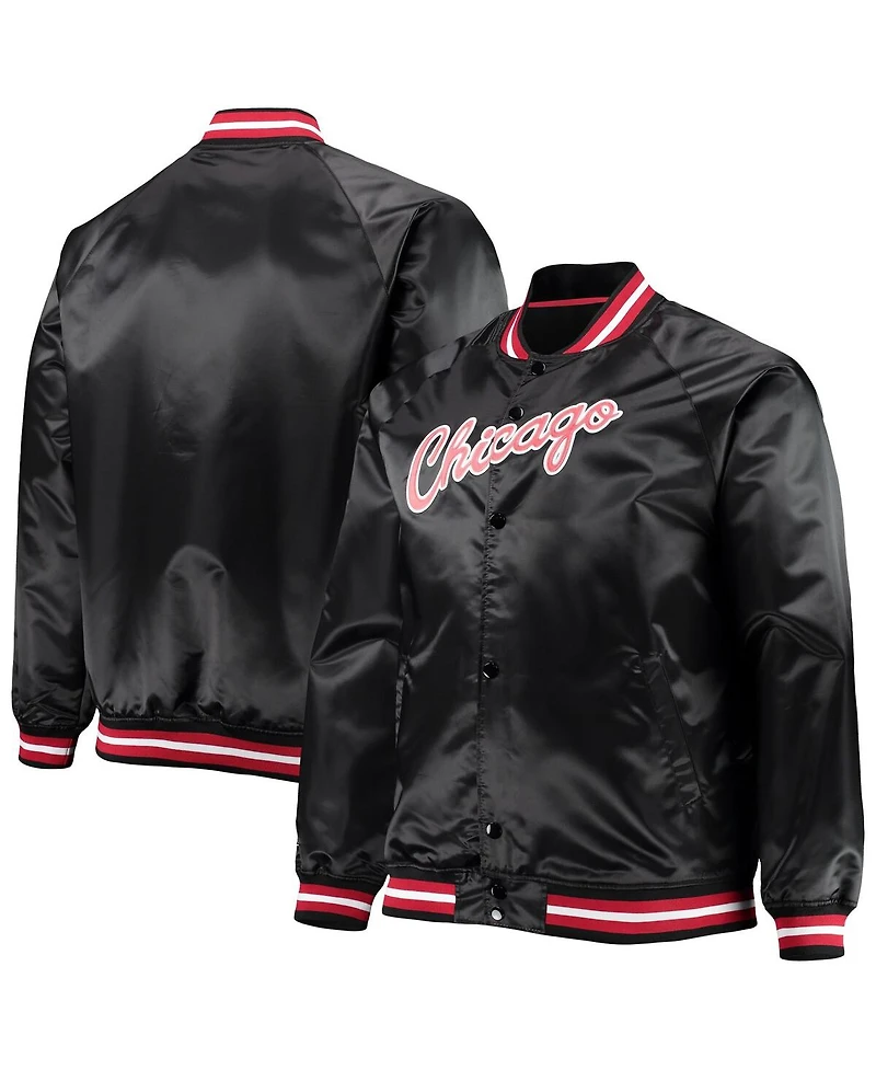 Men's Mitchell & Ness Chicago Bulls Big and Tall Hardwood Classics Raglan Satin Full-Snap Jacket