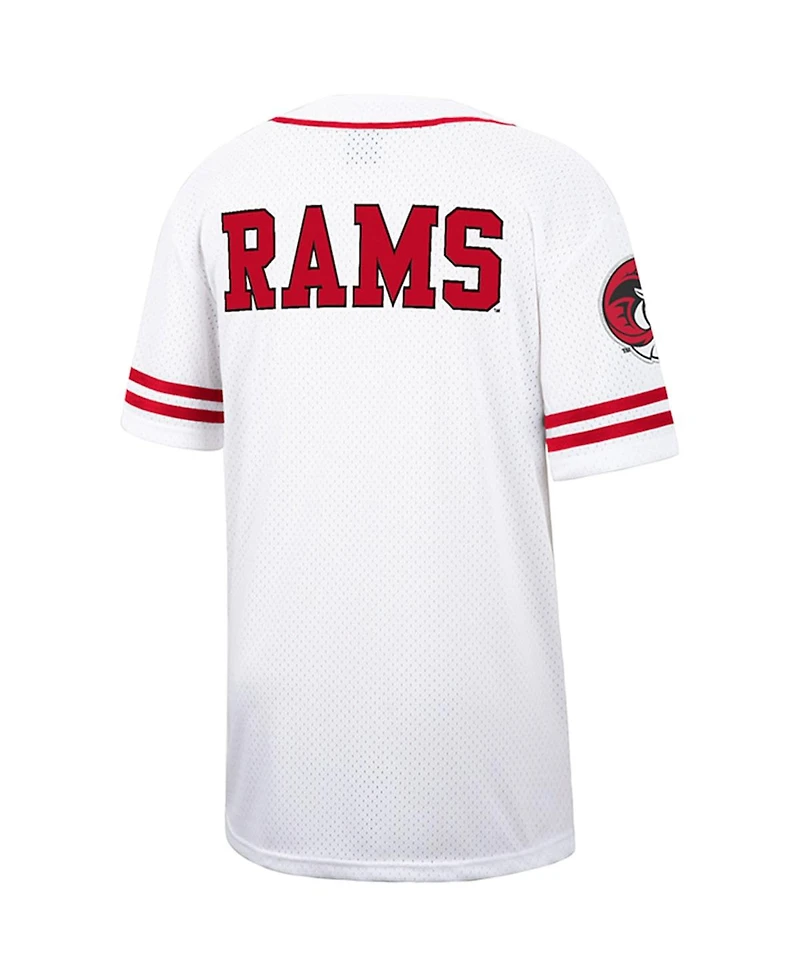 Men's Colosseum White and Red Winston-Salem State Rams Free Spirited Baseball Jersey