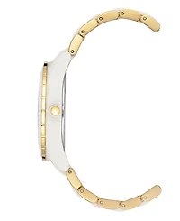 Anne Klein Women's Gold-Tone and White Solar Ocean Work Plastic Bracelet Watch, 38.5mm